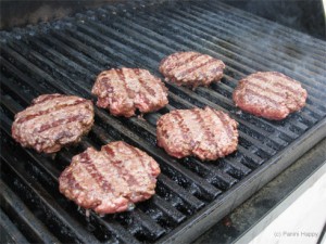 Burgers grilling on the Weber