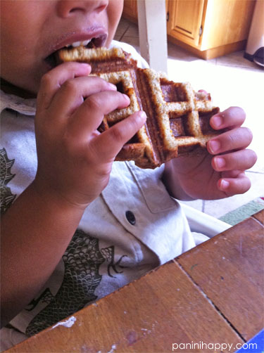 My 2-year old loved his waffle sandwich!