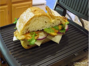 Barbecued Chicken Panini on the grill