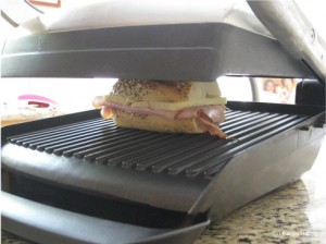 Emmental, Honey & Ham Panini on the panini grill