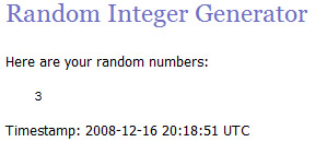 Random Numbers generated by random.org