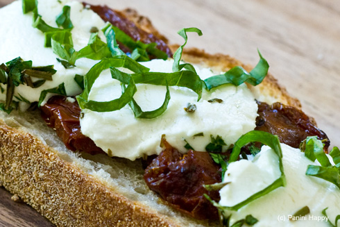 Open-Face Grilled Goat Cheese Panini with Sundried Tomatoes & Herbs