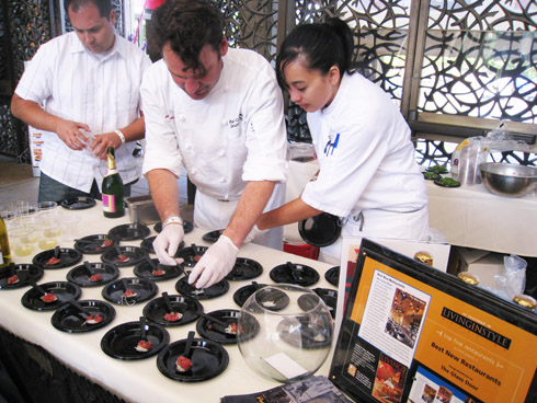 The Glass Door's executive chef Robert Conaway plates his ahi poke - fresh from Hilo, HI