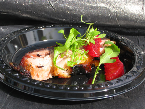 Anthology's grilled Berkshire pork belly with citrus and ginger lacquer, petite arugula and blood orange