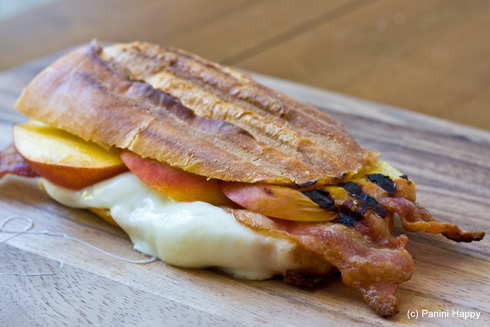 Peaches & Bacon Panini with Fresh Mozzarella on Baguette