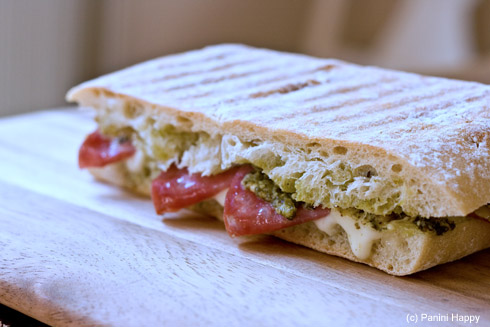 Sopressata Panini with Fresh Mozzarella & Pesto