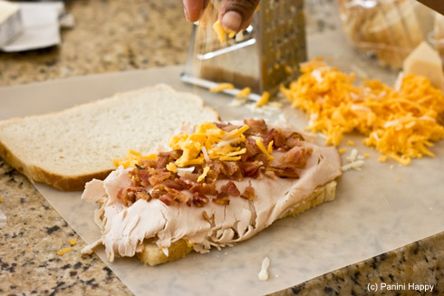 Make one big sandwich first and then cut it up into smaller bites