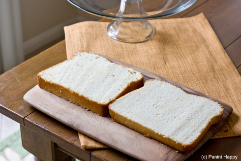 And even more carefully sliced the cake in half - they're mostly even!