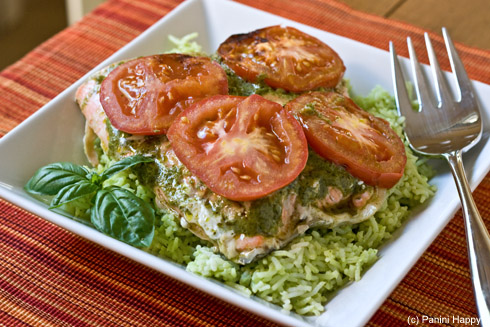 Foil-Grilled Salmon with Pesto and Tomatoes