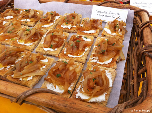 Caramelized Onion, Fig Preserves and Goat Cheese Tartines