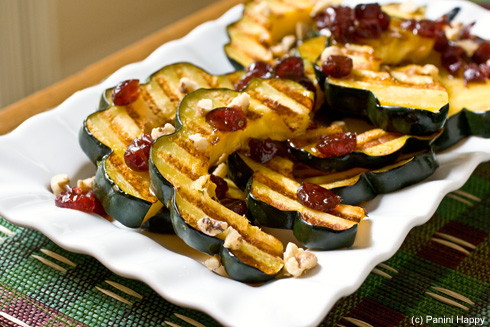 Grilled Acorn Squash with Cranberry-Ginger Maple Syrup
