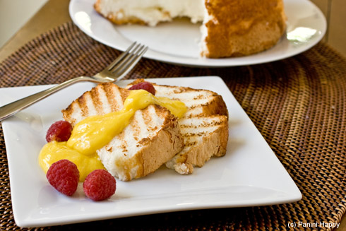 Grilled Angel Food Cake with Lemon Curd