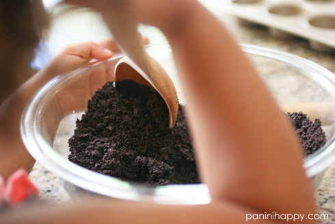 Stirring the Oreo crust