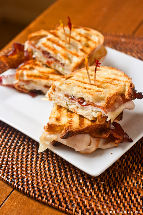 Turkey, Bacon and Swiss Panini with Green Goddess Mayo ...get the #recipe at www.paninihappy.com (c) Kathy Strahs